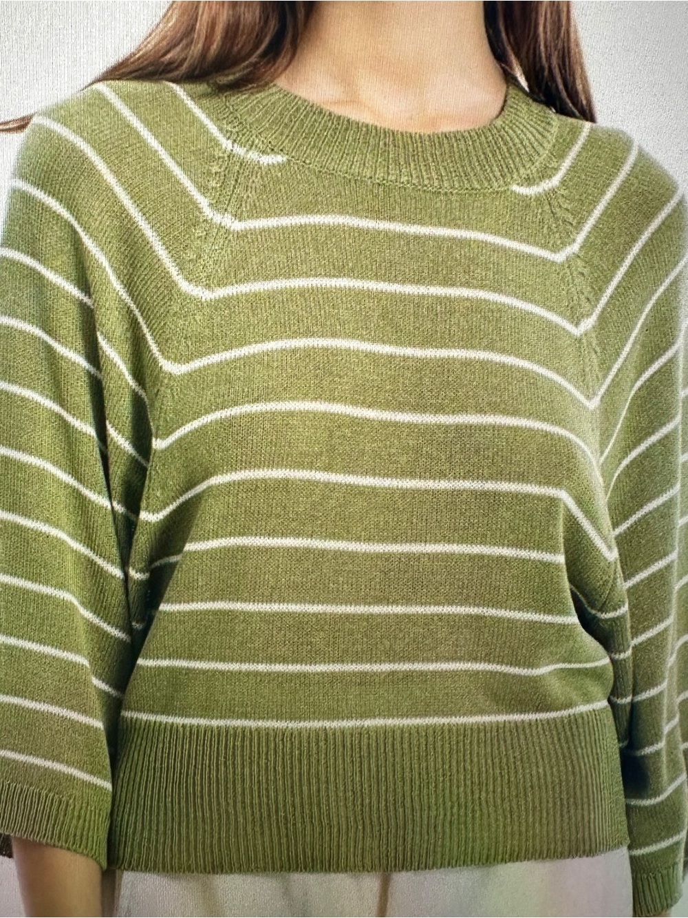 Max Studio Stripe Ragland Sleeve Sweater